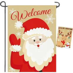 2pcs Welcome Burlap Christmas House Flags
