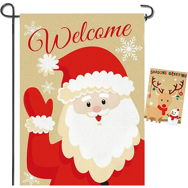 2pcs Welcome Burlap Christmas House Flags 3 2pcs Welcome Burlap Christmas House Flags