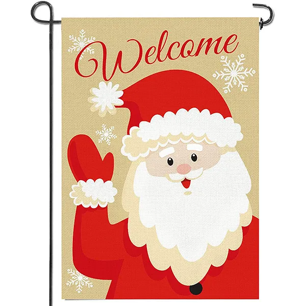 2pcs Welcome Burlap Christmas House Flags 5 2pcs Welcome Burlap Christmas House Flags - Image 3