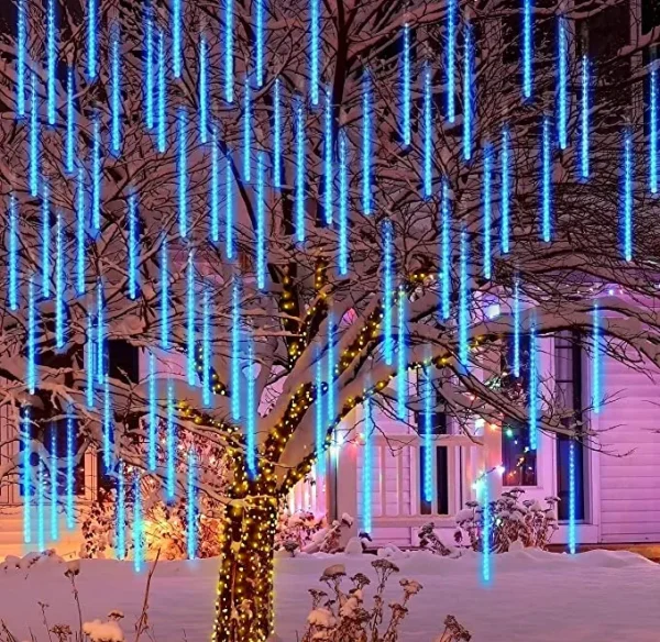 2x 8 Tubes (12in) Christmas Falling Rain Drop Icicle String Lights 4 2x 8 Tubes (12in) Christmas Falling Rain Drop Icicle String Lights - Image 2