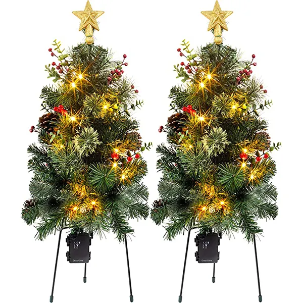 2pcs Prelit Christmas Tree Pathway Lights 24in 3 2pcs Prelit Christmas Tree Pathway Lights 24in