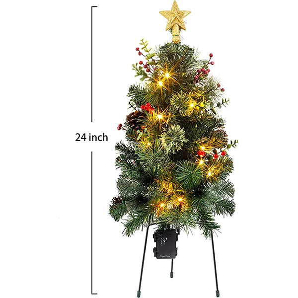 2pcs Prelit Christmas Tree Pathway Lights 24in 4 2pcs Prelit Christmas Tree Pathway Lights 24in - Image 2