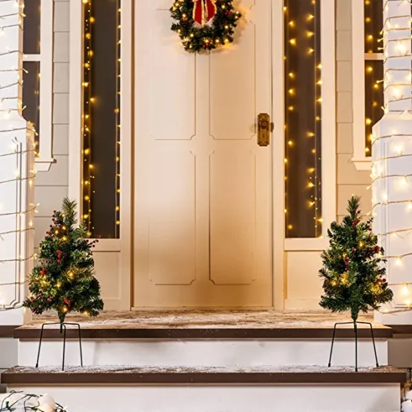 2pcs Prelit Christmas Tree Pathway Lights 24in 6 2pcs Prelit Christmas Tree Pathway Lights 24in - Image 4