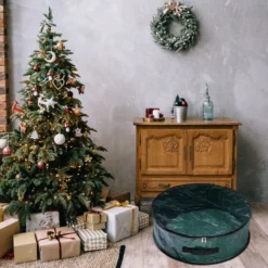 2Pcs Christmas Wreath Green Storage Bag With Clear Window -Christmas Decorations 2Pcs Christmas Wreath Green Storage Bag with Clear Window 4 600x600 1