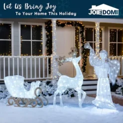 2pcs 180 LED White Lighted Reindeer And Sleigh 12 2pcs 180 LED White Lighted Reindeer And Sleigh -Christmas Decorations 2Pcs Cotton Christmas Reindeers Sleigh White Yard Lights 5 600x600 1