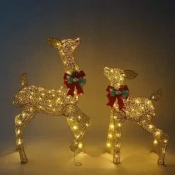 2pcs 130 LED Fabric Doe And Fawn Christmas Lights 11 2pcs 130 LED Fabric Doe And Fawn Christmas Lights -Christmas Decorations 2Pcs Fabric 4ft Doe and 3ft Fawn Gold 3 600x600 1