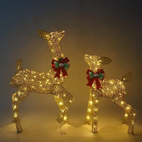 2pcs 130 LED Fabric Doe And Fawn Christmas Lights 6 2pcs 130 LED Fabric Doe And Fawn Christmas Lights - Image 4