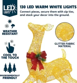 2pcs 130 LED Fabric Doe And Fawn Christmas Lights 12 2pcs 130 LED Fabric Doe And Fawn Christmas Lights -Christmas Decorations 2Pcs Fabric 4ft Doe and 3ft Fawn Gold 4 600x647 1