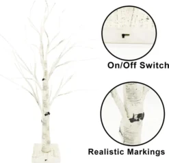 2pcs LED Christmas Warm White Birch Tree -Christmas Decorations 2Pcs LED Birch Tree with 24 Lights 24in 6 result 600x579 1
