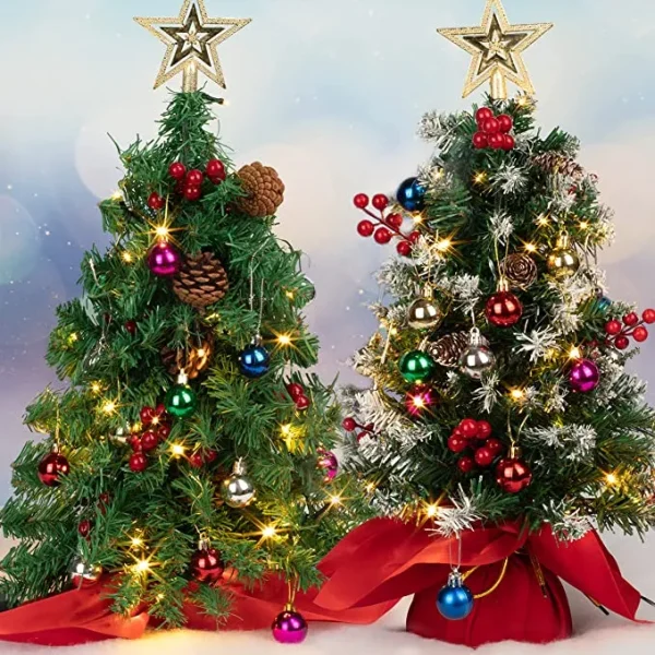 2pcs 50 LED Mini Tabletop Christmas Tree Prelit 24in 3 2pcs 50 LED Mini Tabletop Christmas Tree Prelit 24in