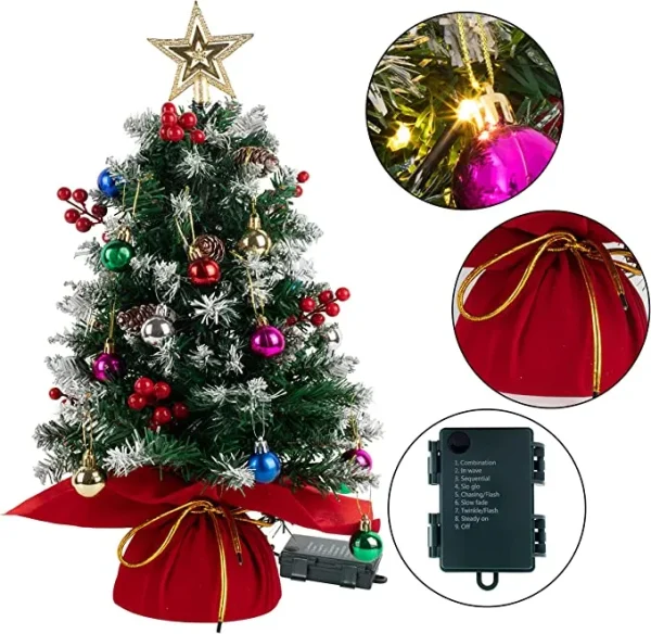 2pcs 50 LED Mini Tabletop Christmas Tree Prelit 24in 7 2pcs 50 LED Mini Tabletop Christmas Tree Prelit 24in - Image 5