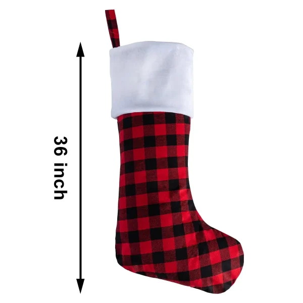 2pcs Red And Black Buffalo Plaid Christmas Stockings 8 2pcs Red And Black Buffalo Plaid Christmas Stockings - Image 6