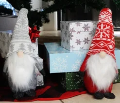 2pcs Red And Grey Swedish Santa Gnome Ornaments