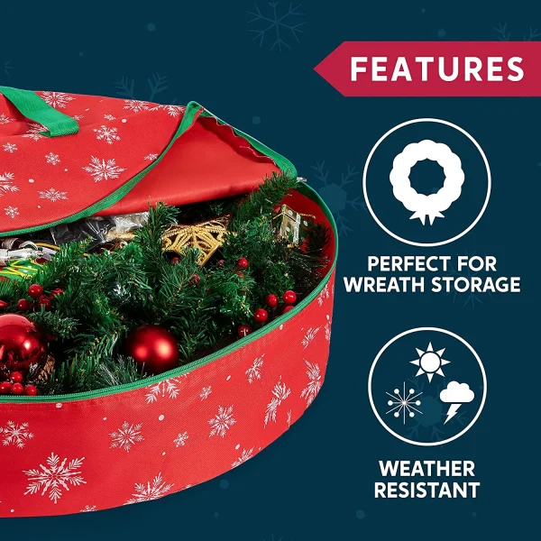 2pcs Christmas Snowflake Patterned Wreath Storage Bags 30in 5 2pcs Christmas Snowflake Patterned Wreath Storage Bags 30in - Image 3
