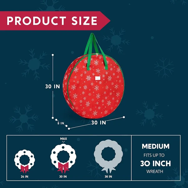 2pcs Christmas Snowflake Patterned Wreath Storage Bags 30in 7 2pcs Christmas Snowflake Patterned Wreath Storage Bags 30in - Image 5
