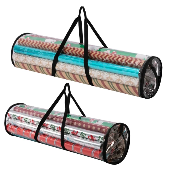 2pcs Black Christmas Clear Gift Wrap Organizer 3 2pcs Black Christmas Clear Gift Wrap Organizer