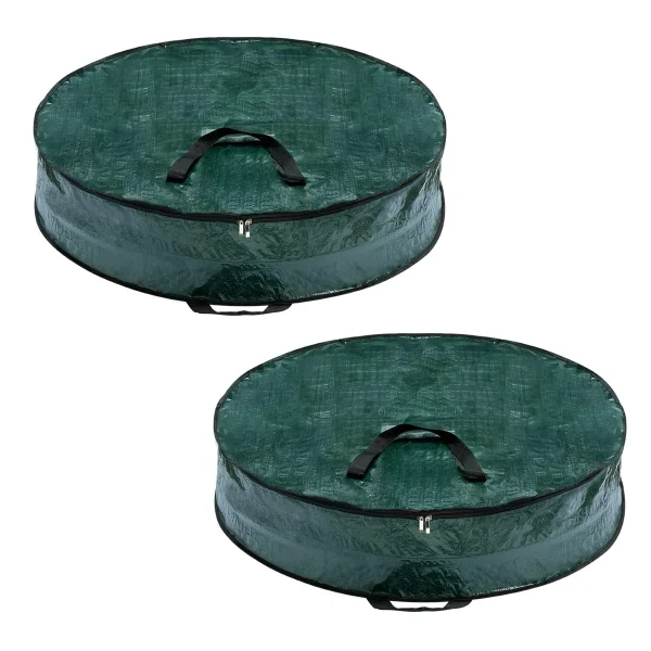 2pcs Green Christmas Wreath Storage Bags 36in 4 2pcs Green Christmas Wreath Storage Bags 36in - Image 2