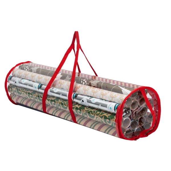 2pcs Red Clear Christmas Gift Wrap Organizer 4 2pcs Red Clear Christmas Gift Wrap Organizer - Image 2
