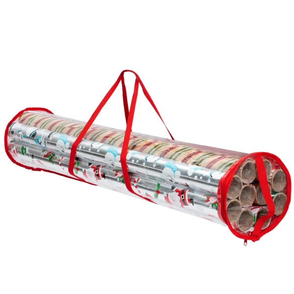 2pcs Red Clear Christmas Gift Wrap Organizer 5 2pcs Red Clear Christmas Gift Wrap Organizer - Image 3