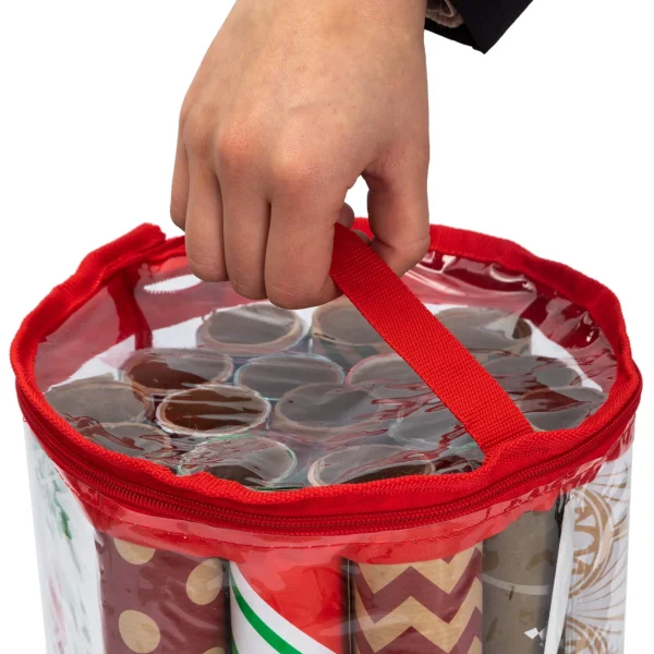 2pcs Red Clear Christmas Gift Wrap Organizer 8 2pcs Red Clear Christmas Gift Wrap Organizer - Image 6