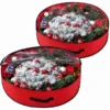 2pcs Red Wreath Storage Bags With Clear Window 24in