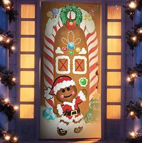 3pcs Gingerbread House Door Cover Decoration 3 3pcs Gingerbread House Door Cover Decoration