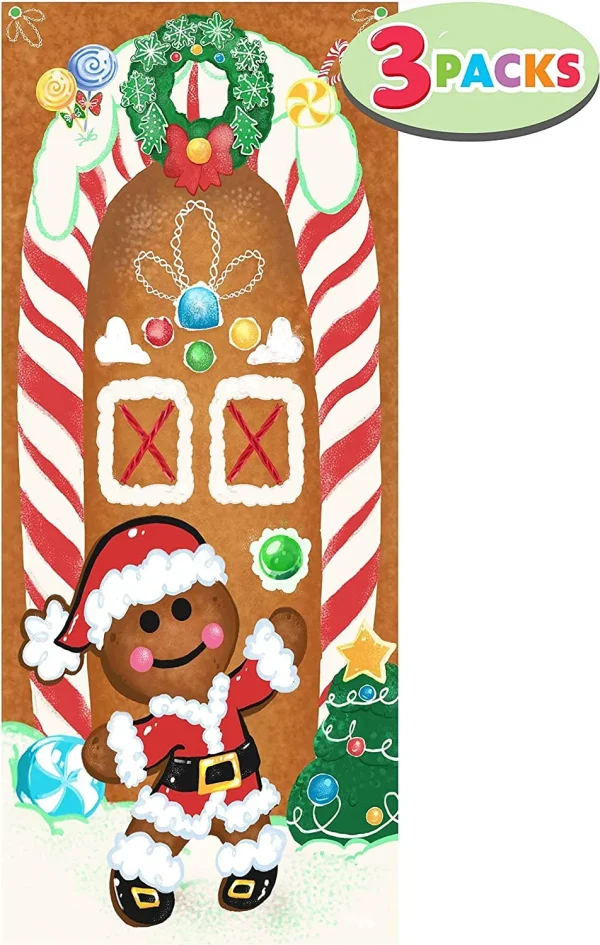 3pcs Gingerbread House Door Cover Decoration 4 3pcs Gingerbread House Door Cover Decoration - Image 2