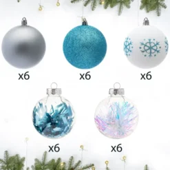 30pcs Blue, White And Silver Christmas Ball Ornaments 10 30pcs Blue, White And Silver Christmas Ball Ornaments -Christmas Decorations 30Pcs Assorted Style Ball Ornaments Blue White Silver 3 2 result 1024x1024 1 600x600 1