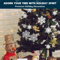 36pcs White Glitter Snowflake Christmas Ornaments 10 36pcs White Glitter Snowflake Christmas Ornaments -Christmas Decorations 36Pcs White Snowflake Ornaments Christmas 3 600x600 1
