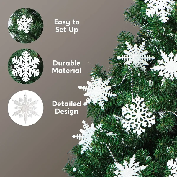 36pcs White Glitter Snowflake Christmas Ornaments 6 36pcs White Glitter Snowflake Christmas Ornaments - Image 4