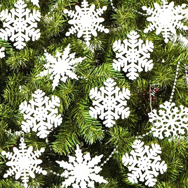 36pcs White Glitter Snowflake Christmas Ornaments 3 36pcs White Glitter Snowflake Christmas Ornaments