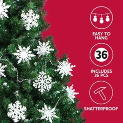 36pcs White Glitter Snowflake Christmas Ornaments 9 36pcs White Glitter Snowflake Christmas Ornaments -Christmas Decorations 36Pcs White Snowflake Ornaments Christmas 6 600x600 1