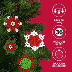 36pcs Hanging Christmas Wooden Snowflake Ornament -Christmas Decorations 36Pcs Wooden Snowflakes Hanging Ornaments 2 1