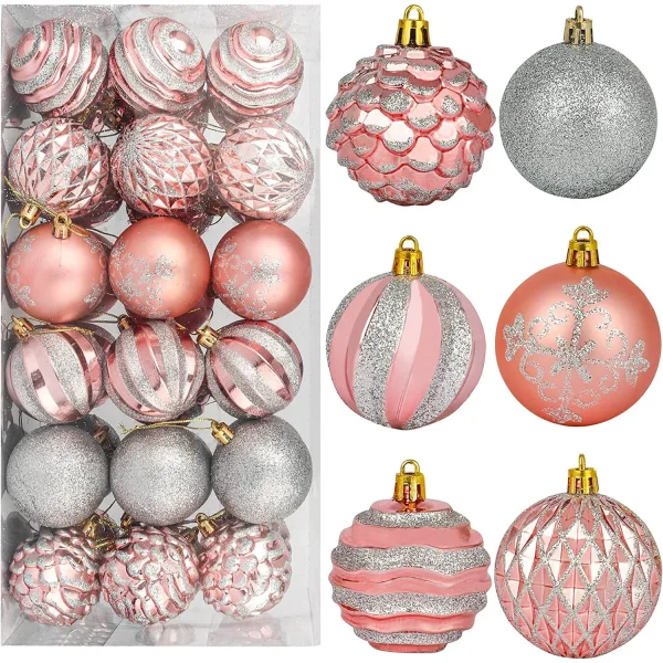 36pcs Rose Gold And Silver Christmas Ball Ornaments 3 36pcs Rose Gold And Silver Christmas Ball Ornaments