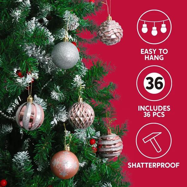 36pcs Rose Gold And Silver Christmas Ball Ornaments 4 36pcs Rose Gold And Silver Christmas Ball Ornaments - Image 2