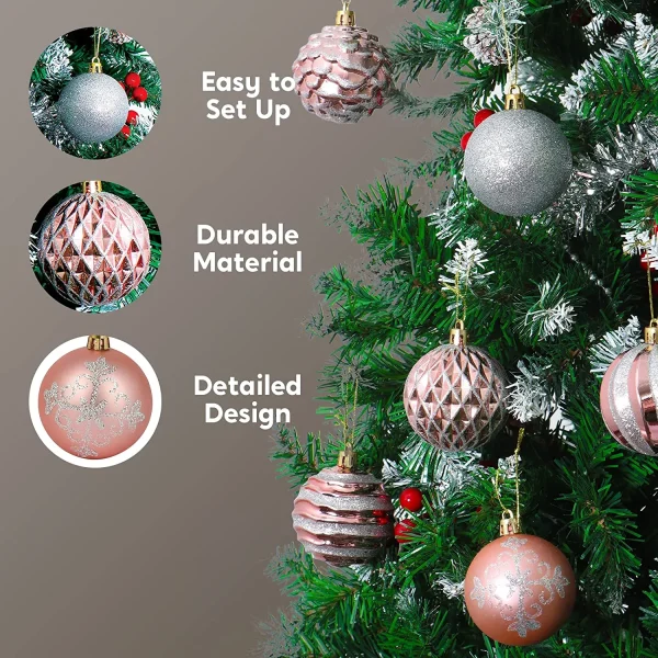 36pcs Rose Gold And Silver Christmas Ball Ornaments 6 36pcs Rose Gold And Silver Christmas Ball Ornaments - Image 4