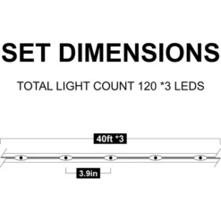 3x120 LED Multicolor Rope Light 46ft 11 3x120 LED Multicolor Rope Light 46ft -Christmas Decorations 3Pcs 120 LED Rope Light Multicolor 46ft 1