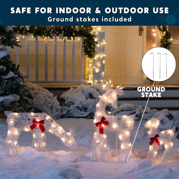 3pcs Light Up Yard Reindeer Family Decoration 4 3pcs Light Up Yard Reindeer Family Decoration - Image 2