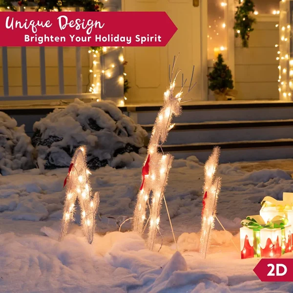 3pcs Light Up Yard Reindeer Family Decoration 6 3pcs Light Up Yard Reindeer Family Decoration - Image 4