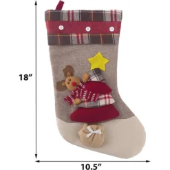 3pcs 3D Burlap And Plaid Christmas Stockings 18in -Christmas Decorations 3Pcs 3d Burlap Christmas Stockings 18in 2