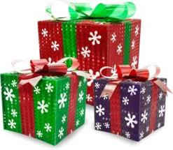 3Pcs 50 LED Christmas Light Boxes Decor (Snowflakes)