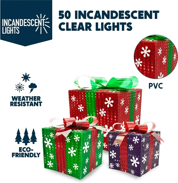 3Pcs 50 LED Christmas Light Boxes Decor (Snowflakes) 5 3Pcs 50 LED Christmas Light Boxes Decor (Snowflakes) - Image 3