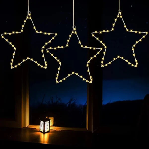 3pcs Star Fairy Lights Warm White 12in 3 3pcs Star Fairy Lights Warm White 12in