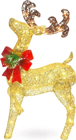 3ft 60 LED Light Up Yard Reindeer Buck Gold -Christmas Decorations 3ft Fabric Gold Buck Head Up 2 result 600x1104 1