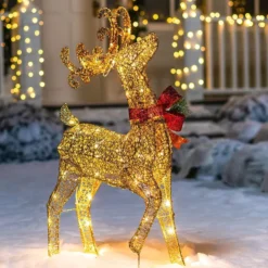 3ft 60 LED Light Up Yard Reindeer Buck Gold -Christmas Decorations 3ft Fabric Gold Buck Head Up 3 result 600x600 1