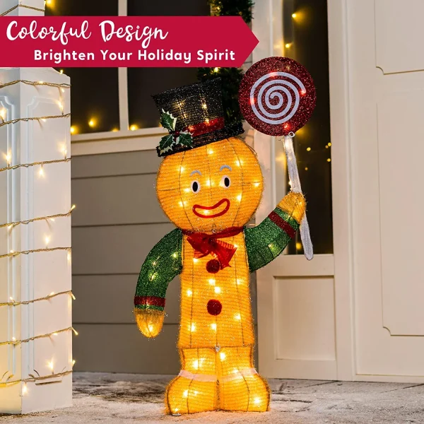 50-Count LED Warm White Tinsel Christmas Gingerbread Man 7 50-Count LED Warm White Tinsel Christmas Gingerbread Man - Image 5