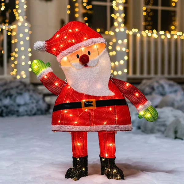 3ft 70 LED Tinsel Santa Yard Decoration Lighted 5 3ft 70 LED Tinsel Santa Yard Decoration Lighted - Image 3