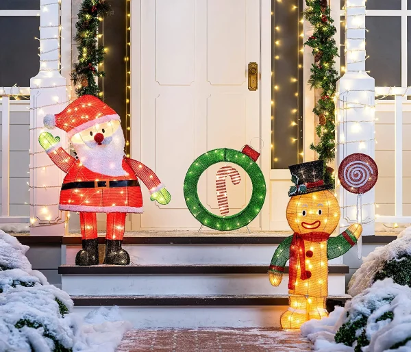 3ft 70 LED Tinsel Santa Yard Decoration Lighted 7 3ft 70 LED Tinsel Santa Yard Decoration Lighted - Image 5