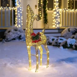 3ft Fabric Gold Fawn Christmas Yard Lights -Christmas Decorations 3ft LED Yard Lights Fabric Gold Fawn 3 result 600x600 1