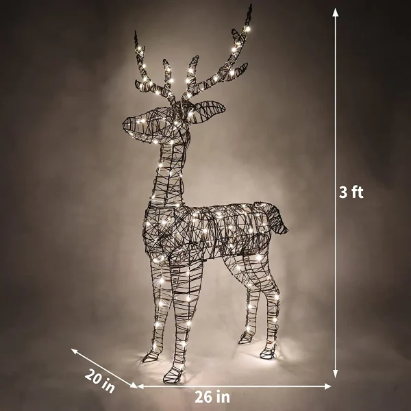 3ft 80 LED Christmas Rattan Reindeer Buck 7 3ft 80 LED Christmas Rattan Reindeer Buck - Image 5